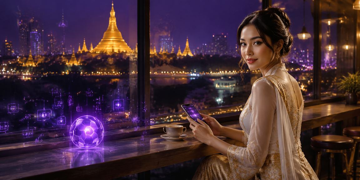 ရန်ကုန်မြို့ ရွှေတိဂုံဘုရား အနီး ပြိုင်ဘောလုံးလောင်းကစားသည့်ပုံ